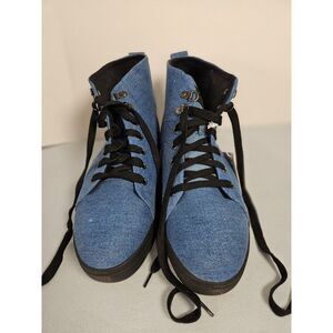 Vintage DEJA Shoe 90s Recycled Canvas High Top Sneakers Blue Denim Mens US8.5